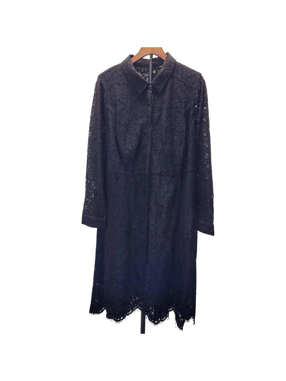 Isaac Mizrahi Black Lace Dress Size 20W Long Sleeves